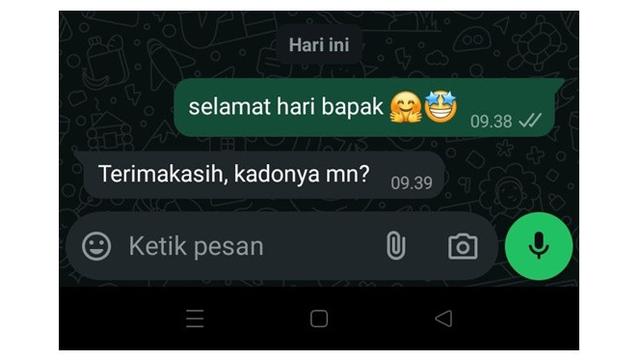 6 Chat Balasan Ayah Minta Kado di Hari Ayah Ini Bikin Senyum