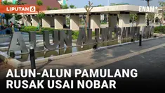 Usai Nobar, Fasilitas Umum Alun-alun Pamulang Rusak