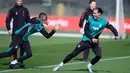 Gol tunggal kemenangan Galatasaray disarangkan Mario Lemina pada menit ke-7 setelah memanfaatkan umpan dari Victor Osimhen. (Peter Byrne/PA via AP)