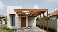 Desain Rumah Minimalis dengan Kanopi Kayu