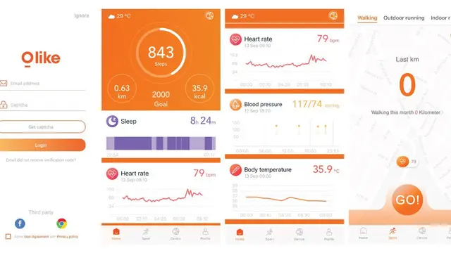 Tampilan fitur kesehatan di aplikasi Olike Active App