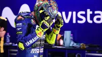 Pembalap Movistar Yamaha, Valentino Rossi mengincar kemenangan pada MotoGP Belanda 2018. (Twitter/Yamaha Motor)