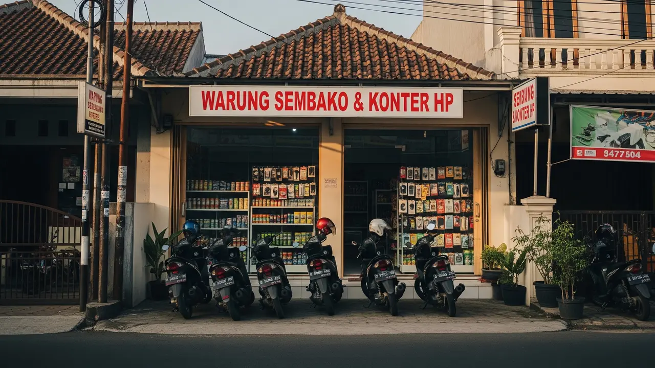 Desain Warung Sembako Plus Konter HP