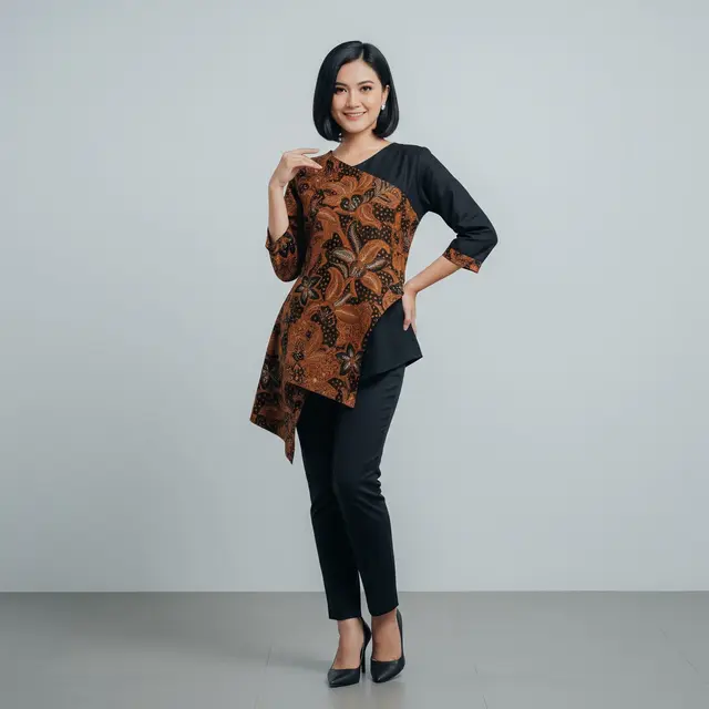 Model Atasan Batik Asimetris Agar Tampilan Lebih Proporsional dan Chic