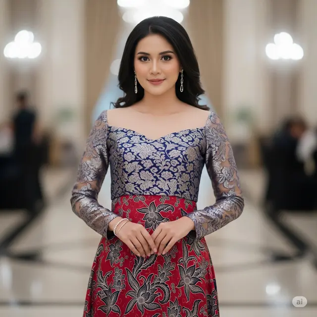 Dress Batik Kombinasi Brokat