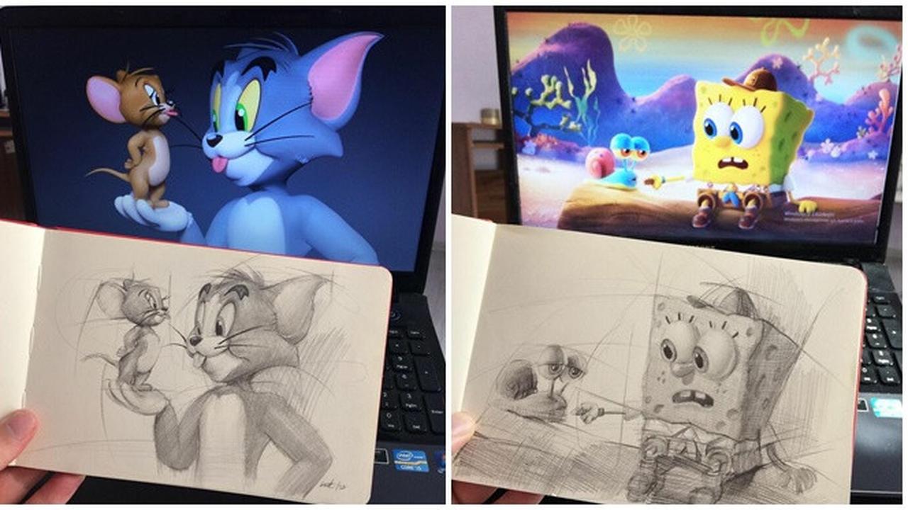 8 Lukisan Pensil Karakter Kartun Ini Unik Banget, Mirip dengan Gambar Aslinya