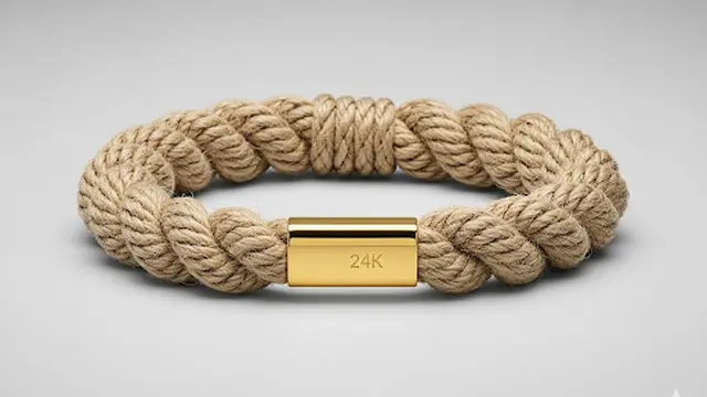 Gelang Tali Anyaman dengan Emas Mini