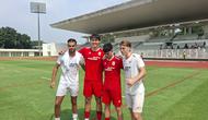 Jens Raven, Mitchell Baker, Mathew Baker, dan Luke Vickery mengikuti internal game Timnas Indonesia di Stadion Madya GBK, Jakarta, Sabtu (30/5/2026). (Bola.com/Hery Kurniawan)