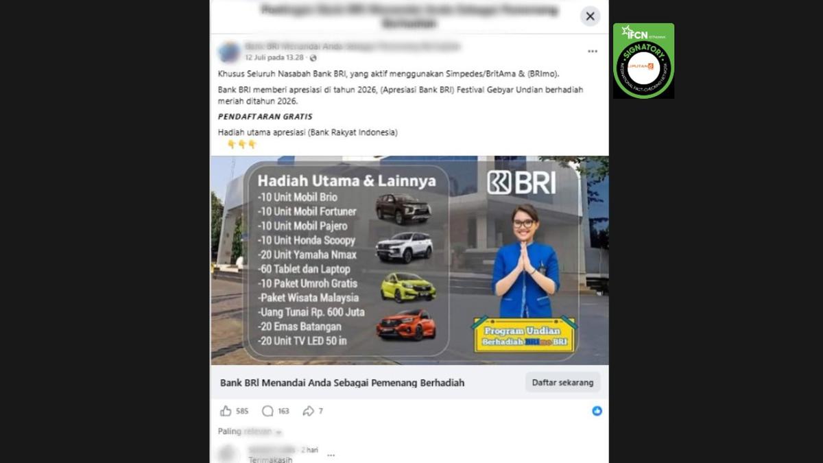 Marak Hoaks Undian Berhadiah Bank BRI, Simak Agar Terhindar dari Penipuan