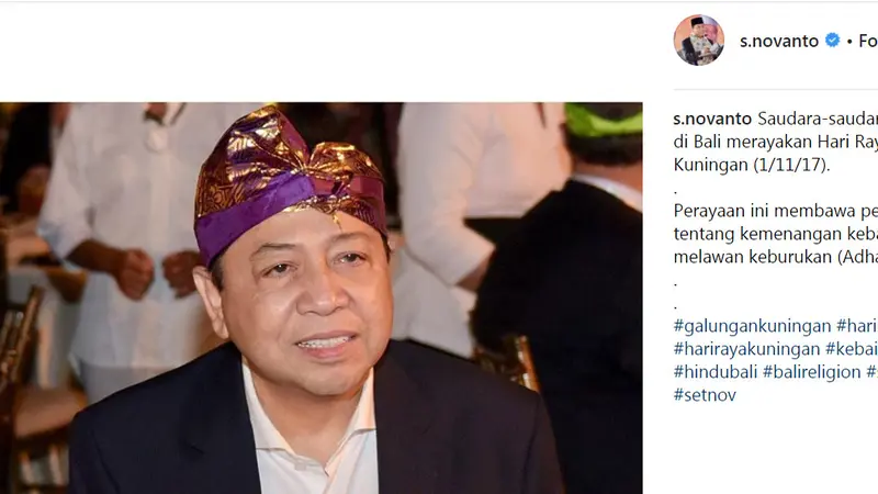 Gaya Setya Novanto di Unggahan Terakhir Sebelum Kecelakaan