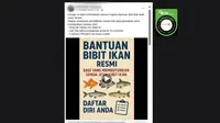 Cek Fakta: Tidak Benar Link Pendaftaran Bantuan Bibit Ikan Via Telegram