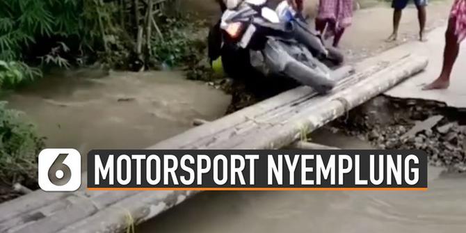 VIDEO: Apes, Motorsport Nyemplung Kala Sebrangi Banjir
