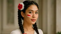 8 Model Rambut Kepang 2 dengan Aksesori Merah Putih di Wajah untuk Peringatan Hari Kemerdekaan 17 Agustus 1945 HUT RI ke-80