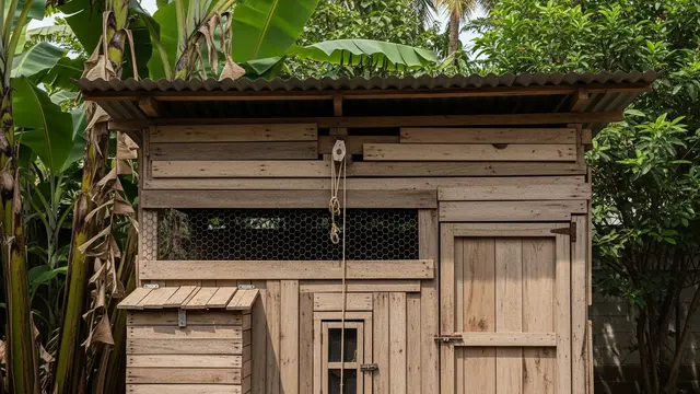 Pintu Kandang dengan Sistem Katrol Sederhana