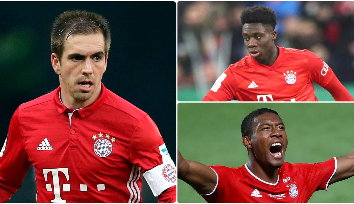 Alphonso Davies menjadi salah satu pemain yang tampil memukau di lini pertahan Bayern Munchen di kompetisi Liga Jerman dan Liga Champions 2019/2020. Selain Davies, Bayern Munchen dikenal memiliki bek tangguh lainnya. Berikut 5 bek terbaik Bayern Munchen. (kolase foto AP)