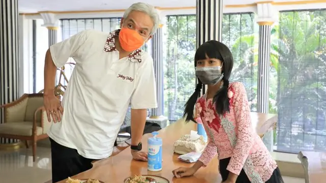 Ganjar Pranowo dan Bunga Salsabila (Twitter/ kominfo_jtg)