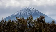 Gunung Fuji, gunung tertinggi di Jepang, terlihat dari Fujikawaguchiko, Prefektur Yamanashi (1/11). Gunung Fuji diperkirakan terbentuk sekitar 10.000 tahun yang lalu. (AFP Photo/Behrouz Mehri)