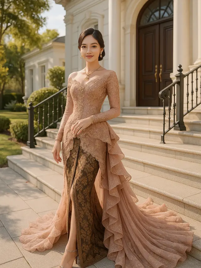 Model Kebaya Ekor Panjang Kekinian