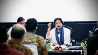 Ketua Dewan Pengarah Badan Riset dan Inovasi Nasional (BRIN), Megawati Soekarnoputri dalam acara bertajuk “BRIN Mendengar” yang diadakan di Gedung Nayaka Loka, di lingkungan Kebun Raya Candikuning, Baturiti, Tabanan, Bali, Senin (7/8/2023). (Foto: Dokumentasi PDIP).