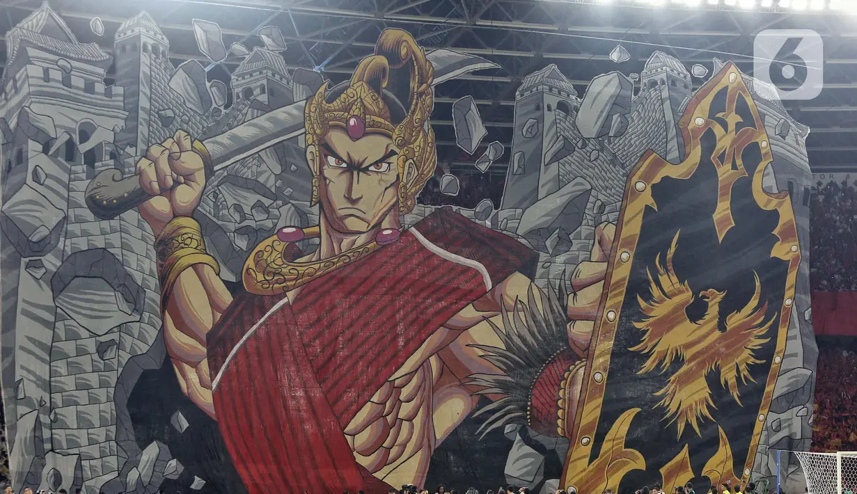 Sebelumnya, pendukung skuad Garuda membentangkan koreografi yang megah dan menggetarkan Stadion Utama Gelora Bung Karno, Jakarta. (Liputan6.com/Angga Yuniar)
