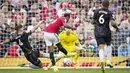 Marcus Rashford menjadi bintang dalam laga tersebut. Pemain asal Inggris itu mencetak dua gol dan satu assist. (AP/Dave Thompson)