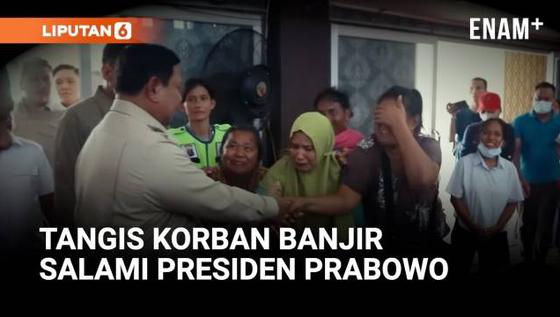 Momen Korban Banjir Menangis Salami Presiden Prabowo