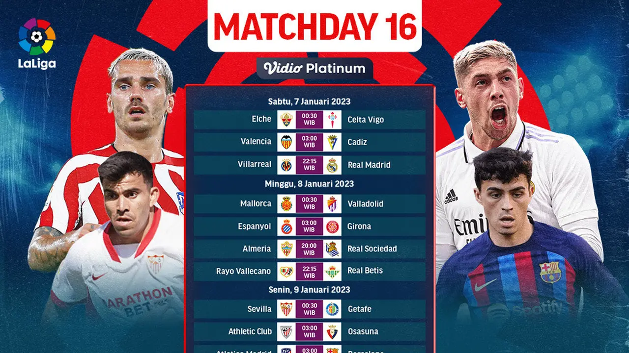 Jadwal dan Live Streaming Liga Spanyol 2022/2023 Matchday 16, 7-9 Januari 2023