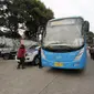 Bus Transjabodetabek rute Bogor-Senayan yang mulai diuji coba. (Liputan6.com/Achmad Sudarno)