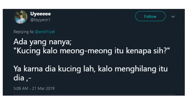 Cuitan Kocak (Sumber: Twitter/toyyann1)