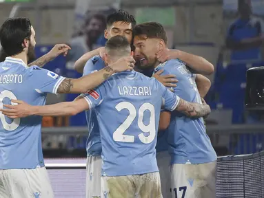 Lazio kembali melanjutkan tren kemenangan usai berhasil manaklukkan Cagliari dengan skor 1-0 pada lanjutan Serie A Italia. (Alfredo Falcone/Lapresse via AP)