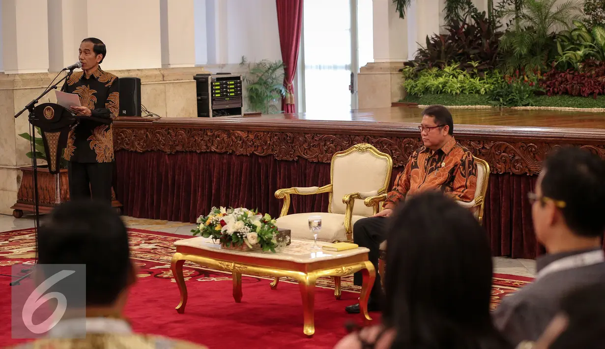 Suasana saat peresmian Pembukaan Konvensi Nasional Humas (KNH) 2015 di Istana Negara, Jakarta, Rabu (18/11/2015). The Sustainable Path to Trust and Reputation adalah tema yang diangkat dalam acara tersebut. (Liputan6.com/Faizal Fanani)