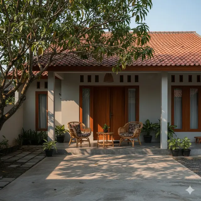 Desain Rumah Atap Genteng Klasik 1 Lantai