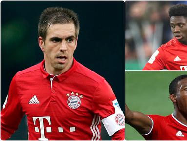 Alphonso Davies menjadi salah satu pemain yang tampil memukau di lini pertahan Bayern Munchen di kompetisi Liga Jerman dan Liga Champions 2019/2020. Selain Davies, Bayern Munchen dikenal memiliki bek tangguh lainnya. Berikut 5 bek terbaik Bayern Munchen. (kolase foto AP)