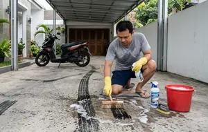 Cara Menghilangkan Bekas Ban Motor di Lantai Carport Tanpa Menyikat, Cukup Pakai 7 Bahan Ini