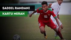 Saddil Ramdani terkena kartu merah pada laga Timnas Indonesia U-19 Vs Thailand di Piala AFF U-18, Jumat (15/9/2017)