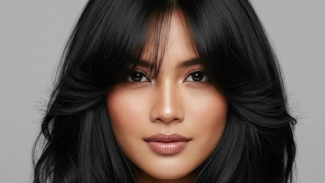 Ghost Layers dengan Curtain Bangs Panjang