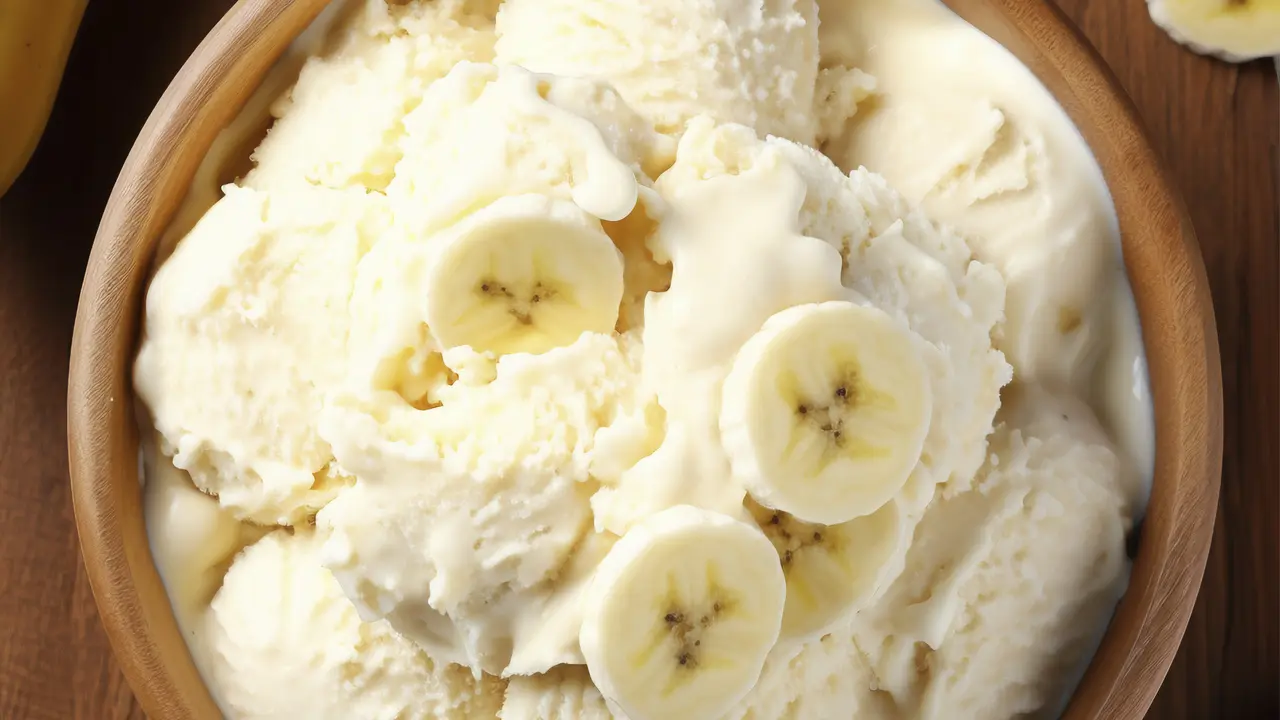 Ilustrasi Ice Cream Satu Bahan dengan Pisang