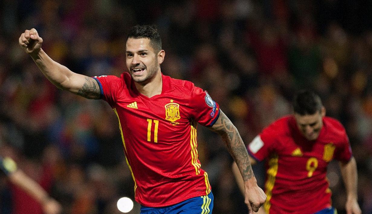 Tim nasional Spanyol berpesta empat gol atas Makedonia dalam laga lanjutan Grup G Kualifikasi Piala Dunia 2018 di Estadio Nuevo Los Carmenes, Sabtu (12/11/2016) waktu setempat. (AFP/Jorge Guerrero)