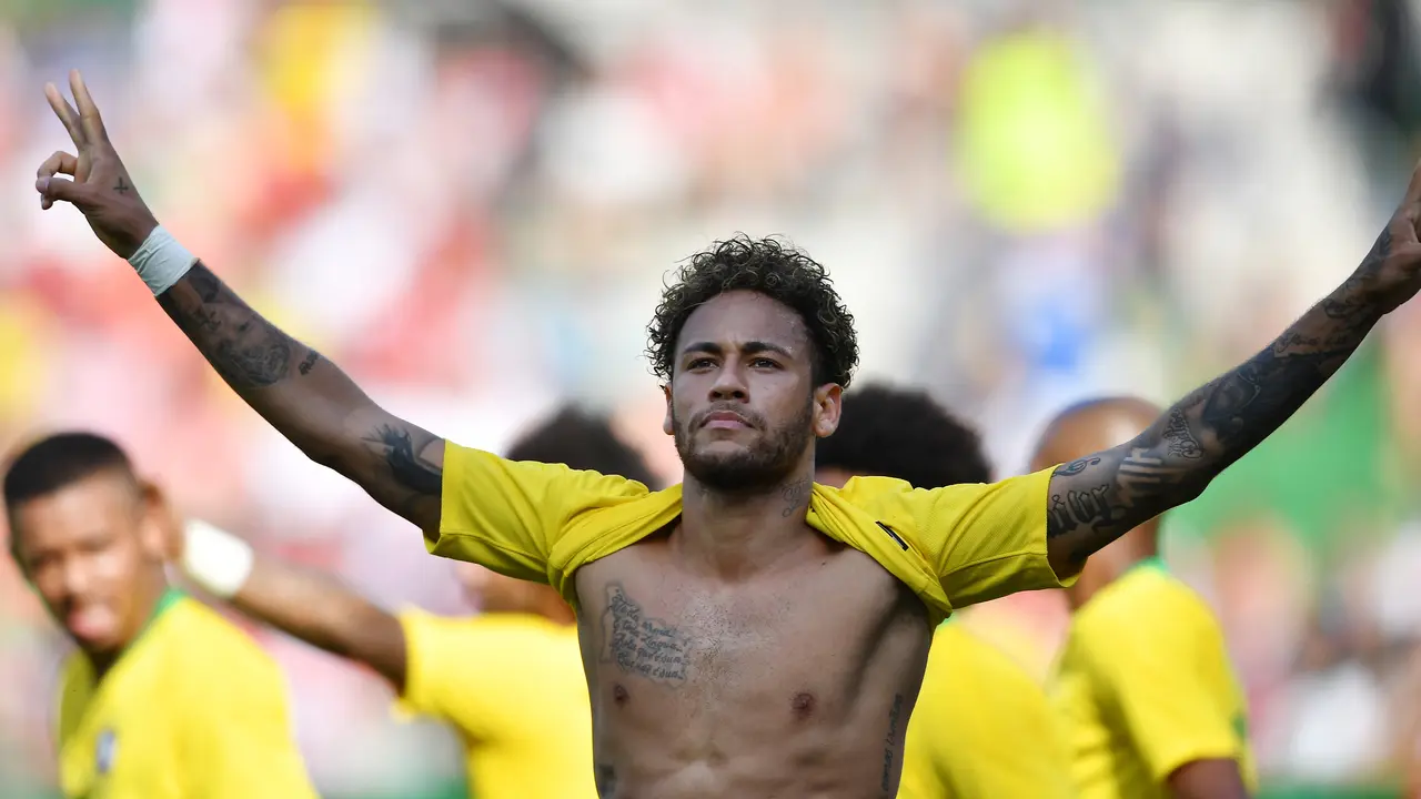 Selebrasi Neymar Usai Cetak Gol ke Gawang Austria