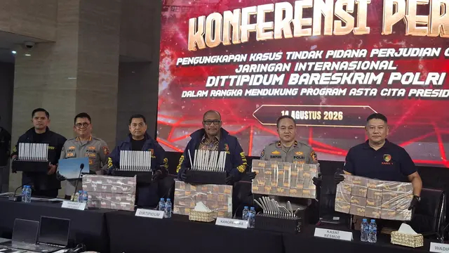 Pengungkapan kasus dugaan judi online (judol) oleh Bareskrim Polri. (Liputan6.com/Rifqy)