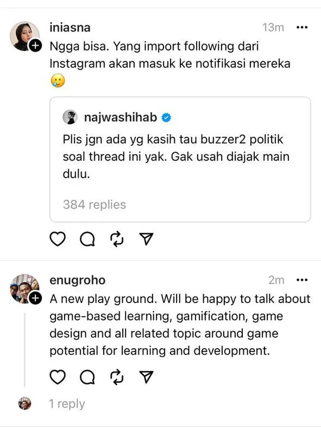Tampilan Threads