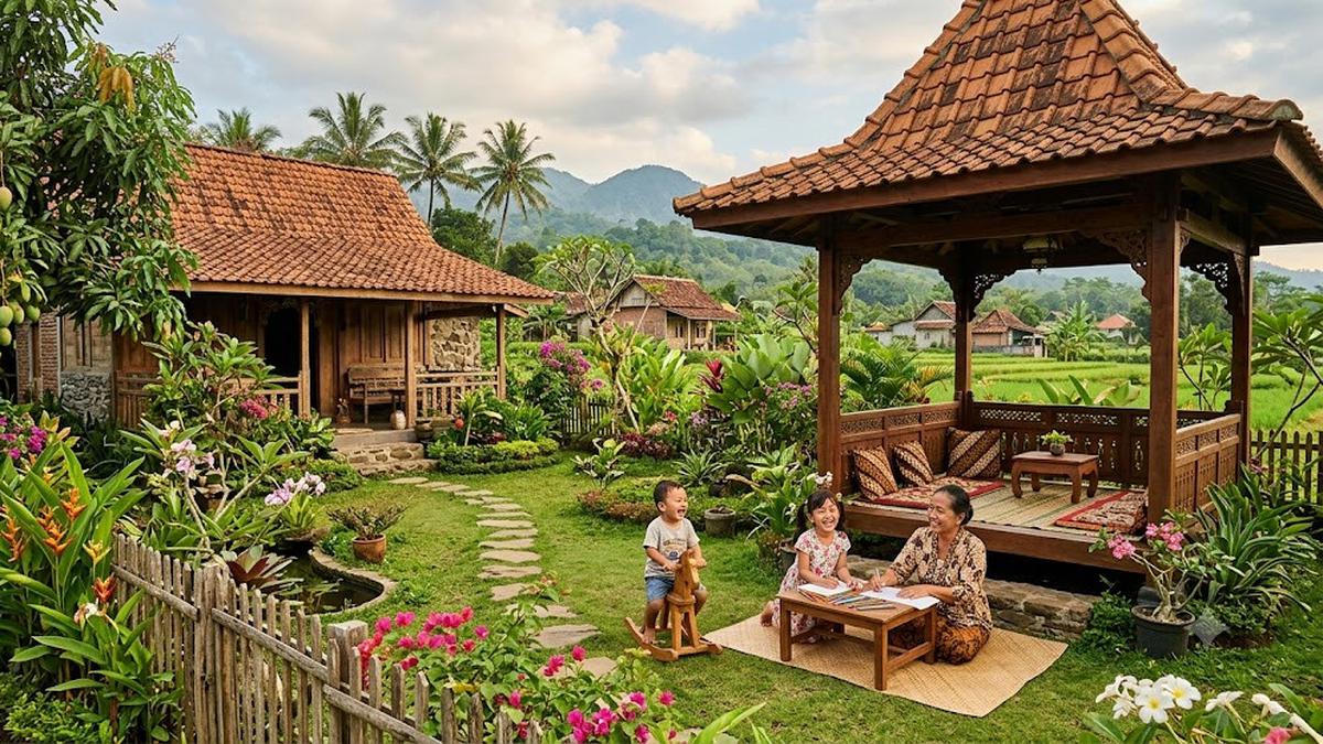 7 Inspirasi Rumah Pedesaan dengan Taman dan Pendopo yang Asri, Nyaman Bermain Bersama Cucu