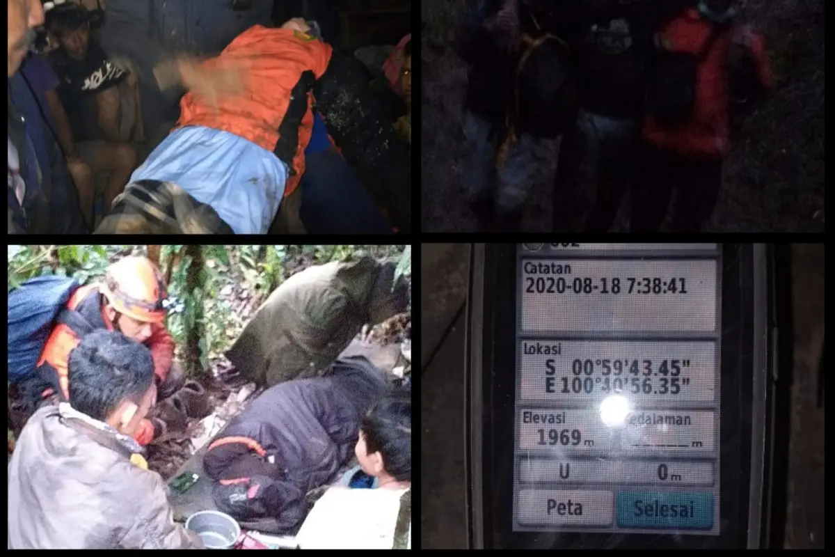 Proses evakuasi pendaki di Gunung Talang. (Liputan6.com/ SAR Padang)