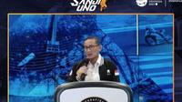 Menparekraf Sandiaga Uno di The Weekly Brief with Sandi Uno, Senin, 21 Agustus 2023.&nbsp; (Liputan6.com/Henry)