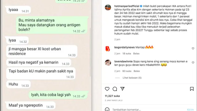 Hotman Paris Heran Dituding Lakukan Pelecehan, Justru Pernah Bantu Pengobatan Iqlima Kim Saat Sakit Februari 2022. (instagram.com/hotmanparisofficial)