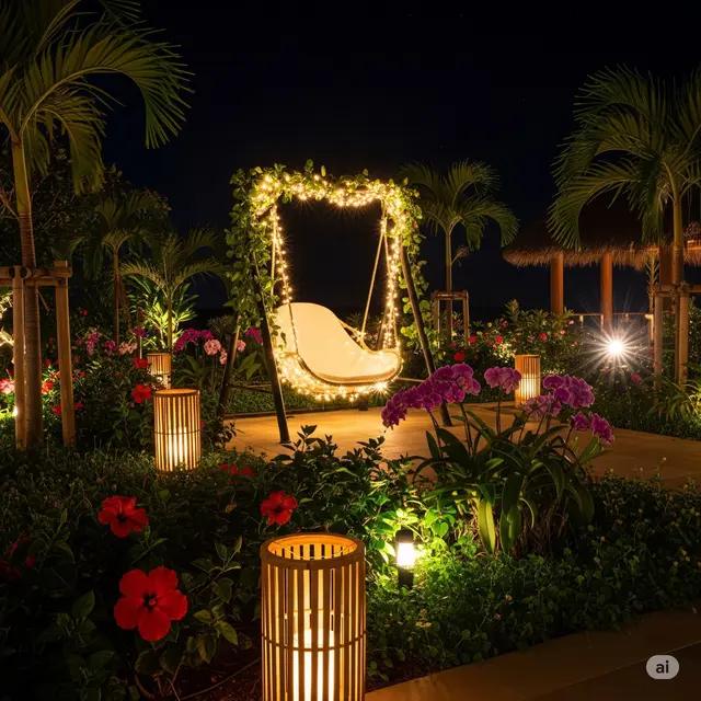Inspirasi Rumah Sederhana Malam Hari. Foto: Gemini
