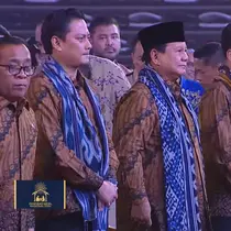 Presiden Prabowo Subianto dan Wapres Gibran Rakabuming Raka menghadiri seremoni Natal Nasional tahun 2024 di Indonesia Arena, GBK Jakarta, Sabtu (28/12/2024). (tangkapan layar youtube Kemkomdigi TV)