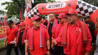 Rano Karno menghadiri acara jalan sehat yang menjadi rangkaian HUT PDI Perjuangan di Tangerang Selatan, Banten. (Ist)