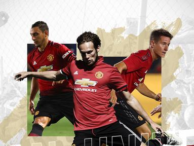 Matteo Darmian, Daley Blind dan Ander Herrera. (Bola.com/Dody Iryawan)