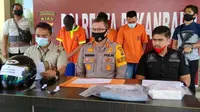 Polresta Pekanbaru dalam jumpa pers jambret sadis yang menewaskan emak-emak di jalanan. (Liputan6.com/M Syukur)